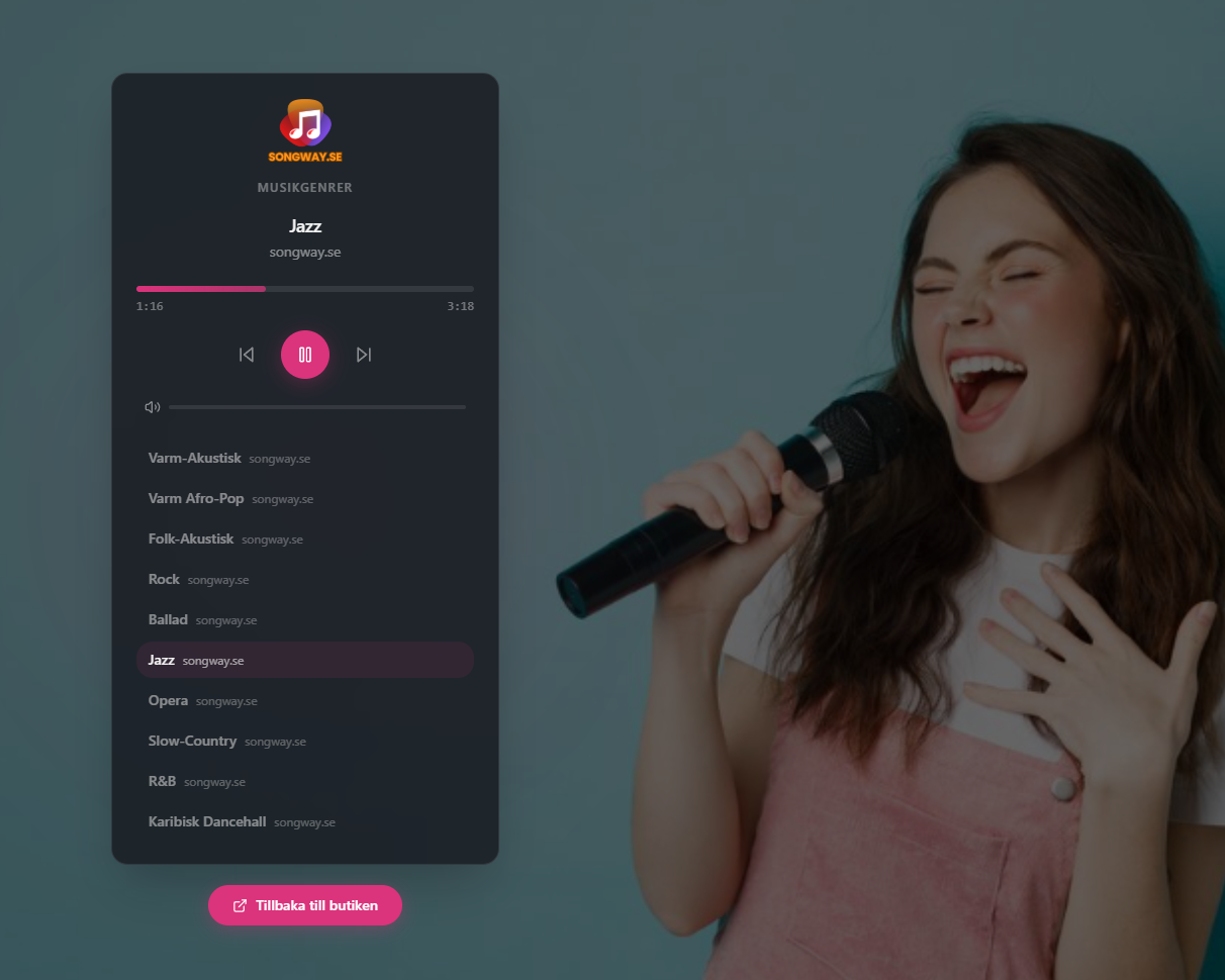 Nytt på Songway – Lyssna på exempel låtar i vår musikspelare