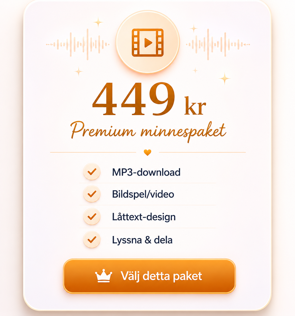 Premium minnespaket – Personlig låt, Nerladdning, Skapa Bildspel & Låttext Design (Utskriftformat)